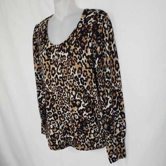 Talbots Womens Sweater Small Pure Merino Wool Lightweight Pullover Animal Print - Picture 5 of 9